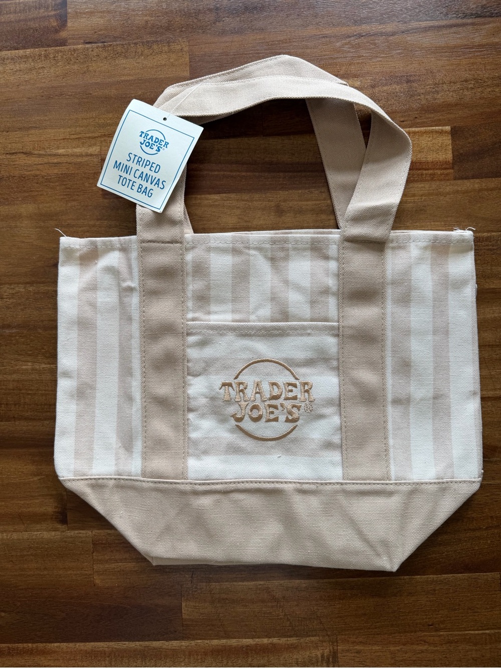 Trader Joe’s Summer Edition Beige Striped Canvas Tote Bag